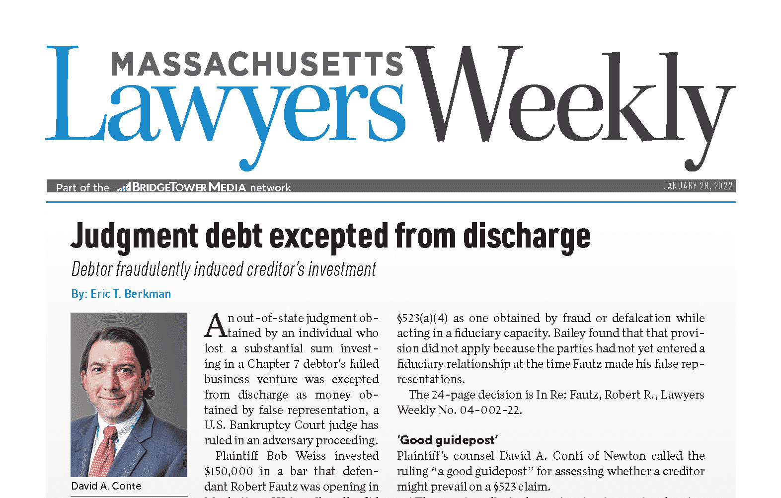 Blog 10 Judgement debt excepted from discharge