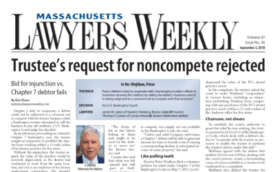 Debtor cannot be bound by noncompete