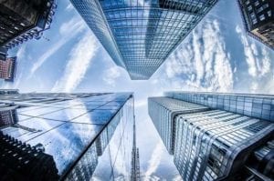 office buildings looking upwards