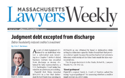 Judgement debt excepted from discharge